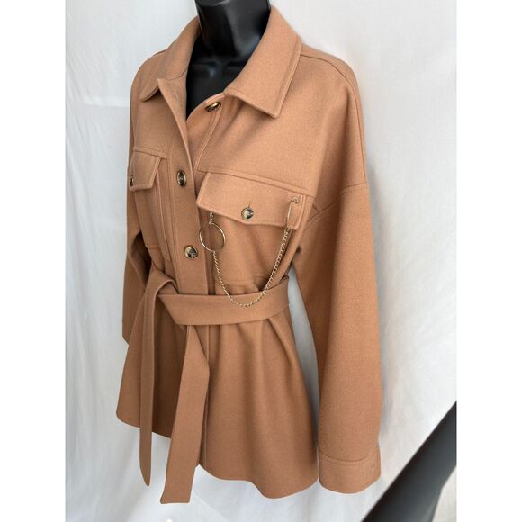 Phardi European Coat Camel Brown Belted Size EU 40 US sz M/L Classy Old Money - Picture 3 of 10
